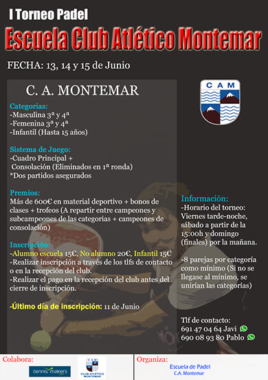I torneo de pádel Escuela CA Montemar